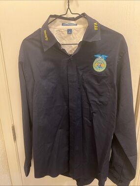 Port Authority Navy and White Collared Button-Front Shirt